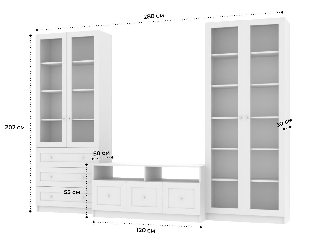 Билли 374 white ИКЕА (IKEA) с тумбой под телевизор изображение товара